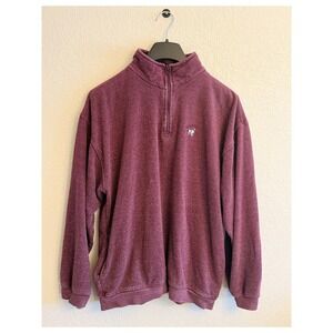 Big Dogs Mens Quarter Zip Pullover Sweater Burgundy Heather Knit Large